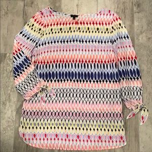 Talbots Multi-Color Geometric Print Blouse
